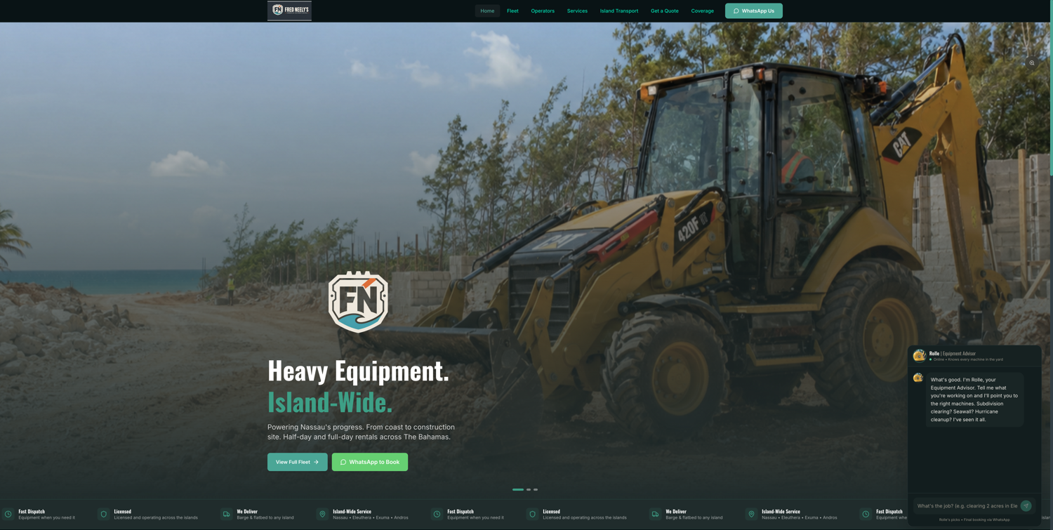 Fred Neely's Commercial Equipment Rentals website built on Workhorse